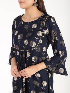 block printed a-line kurti - 16317147 - Standard Image - 5