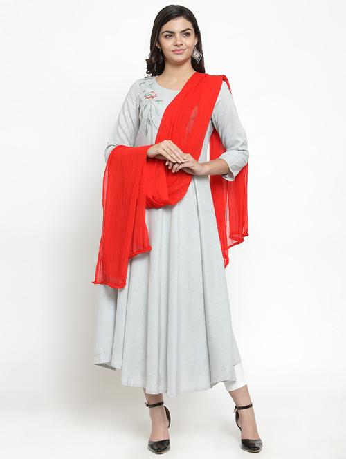 red plain dupatta - 16317741 - Very Small Image - 1