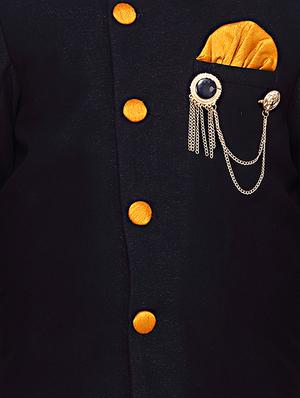 black silk blend sherwani set - 16318809 - Standard Image - 4
