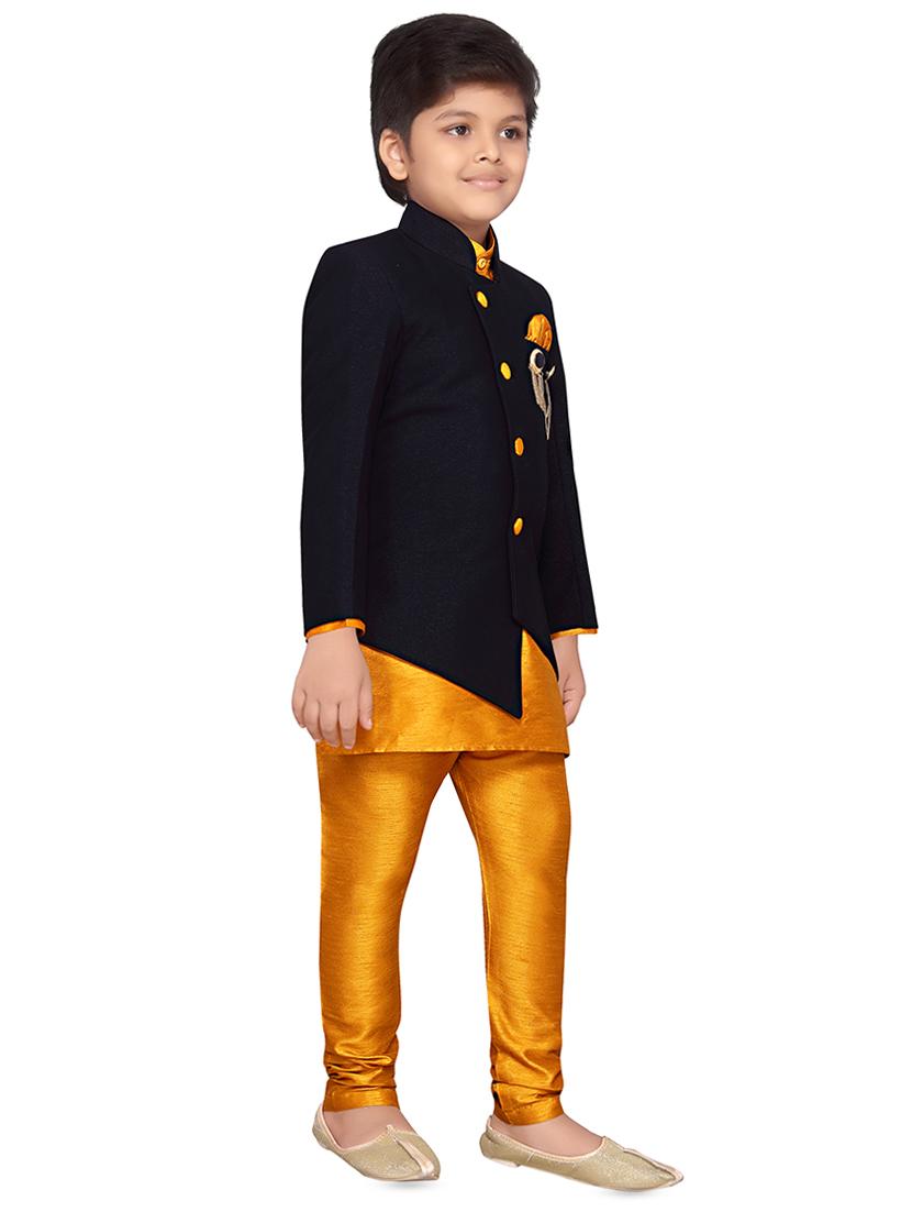 black silk blend sherwani set - 16318809 - Zoom Image - 2