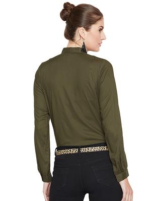 mandarin neck gather detail shirt - 16319137 - Standard Image - 3