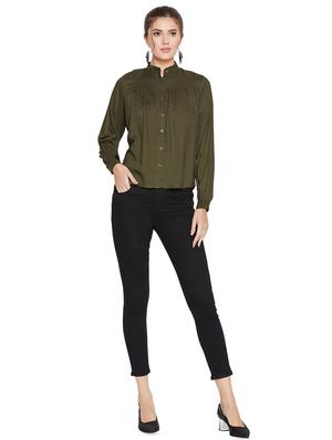 mandarin neck gather detail shirt - 16319137 - Standard Image - 4