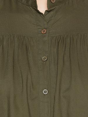 mandarin neck gather detail shirt - 16319137 - Standard Image - 5