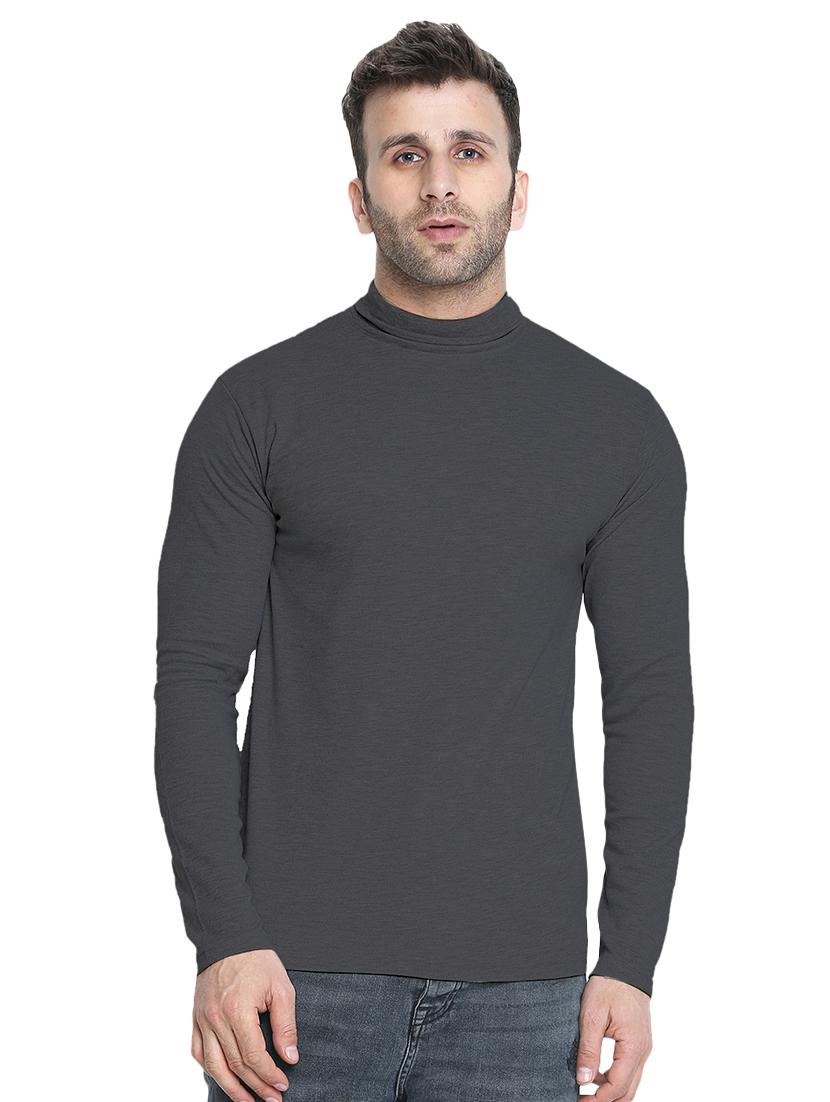 grey solid turtle neck tshirt - 16319271 - Zoom Image - 1