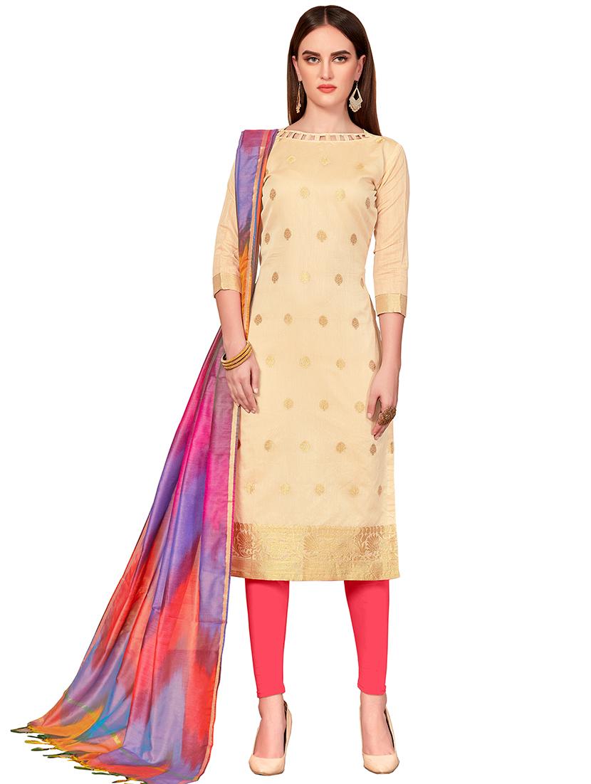 zari motifs unstitched churidaar suit - 16319784 - Zoom Image - 1