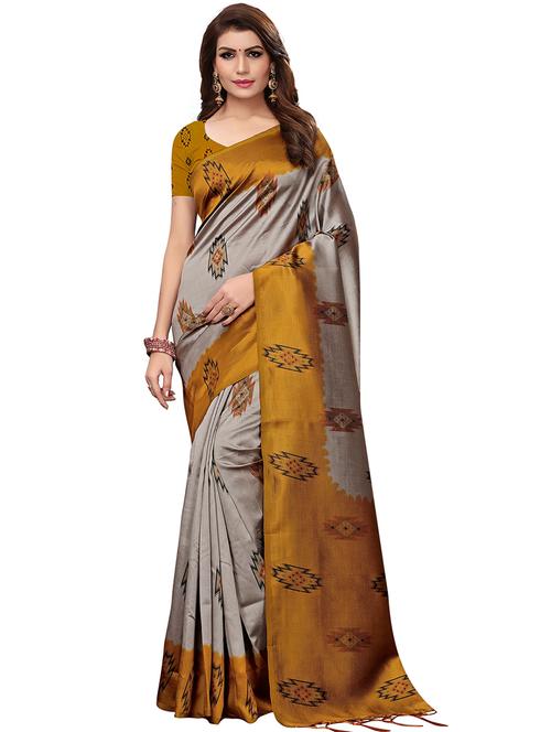 ikat printed saree with blouse - 16320362 - Standard Image - 1
