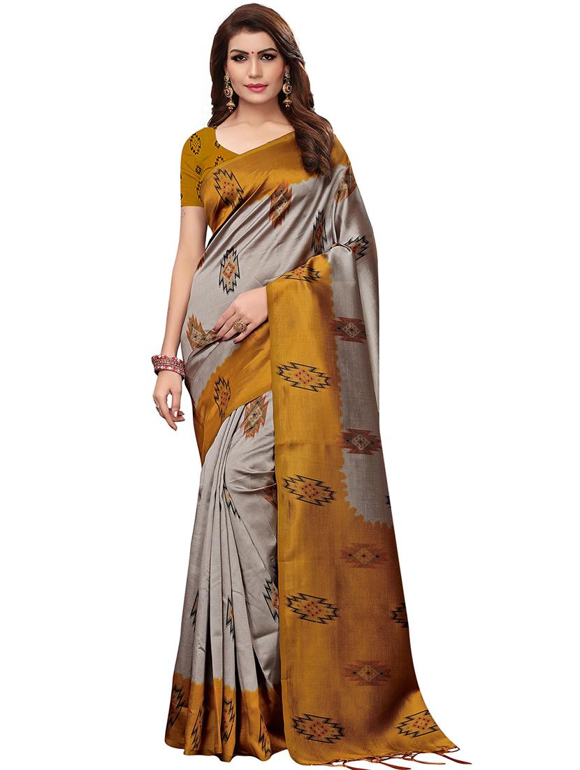 ikat printed saree with blouse - 16320362 - Zoom Image - 1