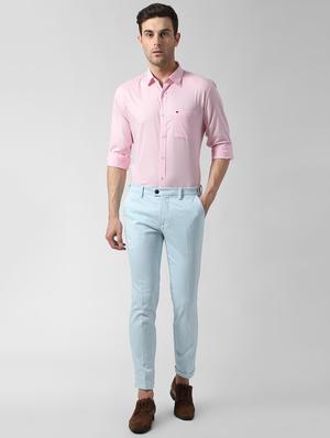 blue solid chinos - 16321294 - Standard Image - 4