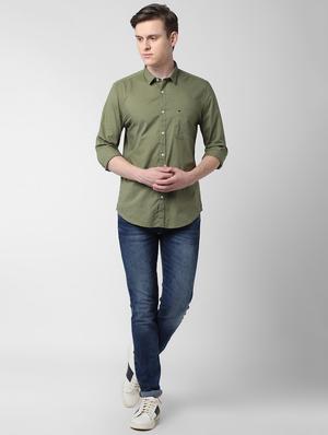 green solid casual shirt - 16321339 - Standard Image - 4