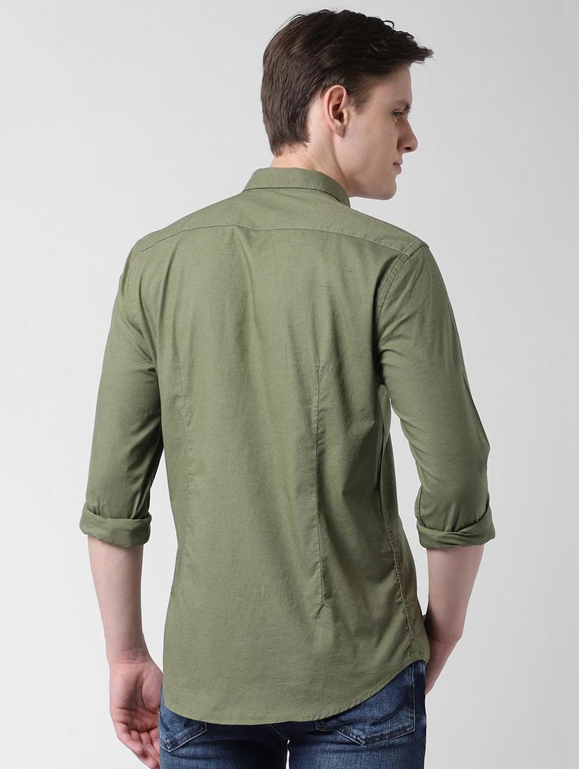 green solid casual shirt - 16321339 - Zoom Image - 3