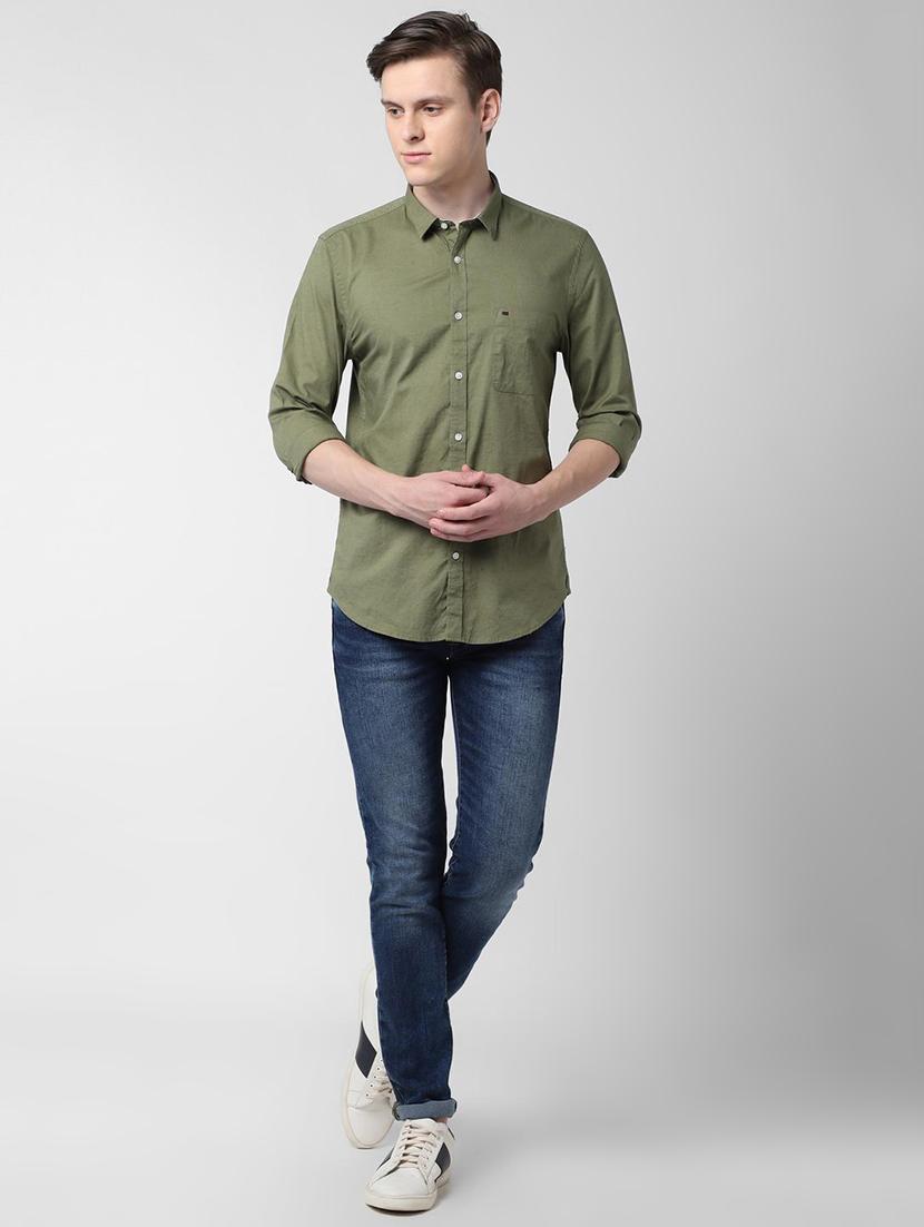 green solid casual shirt - 16321339 - Zoom Image - 4