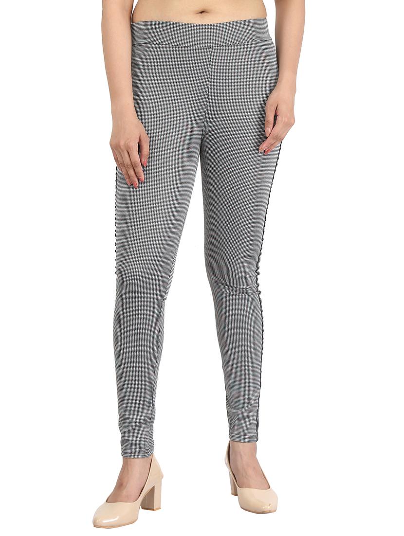 side tape checkered jeggings - 16321393 - Zoom Image - 1