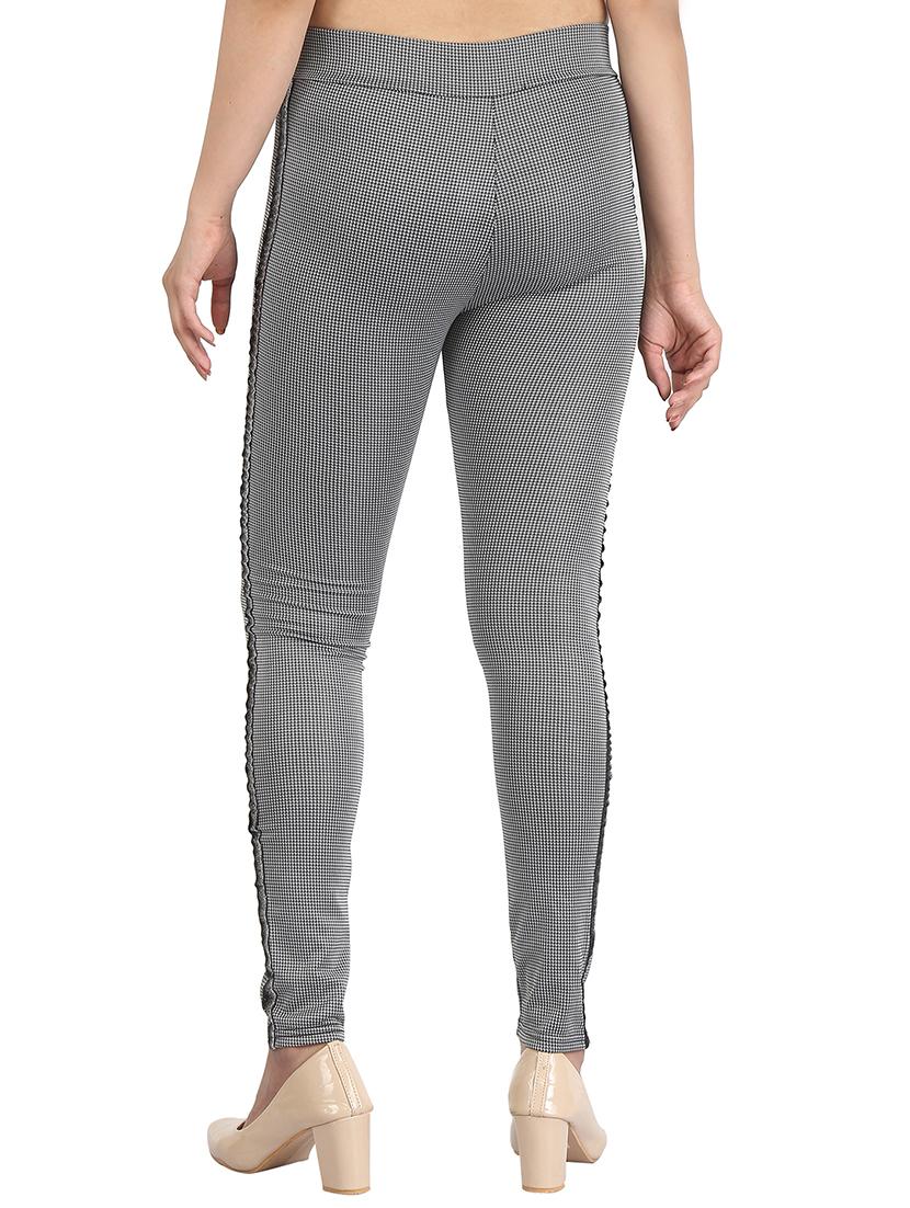 side tape checkered jeggings - 16321393 - Zoom Image - 3