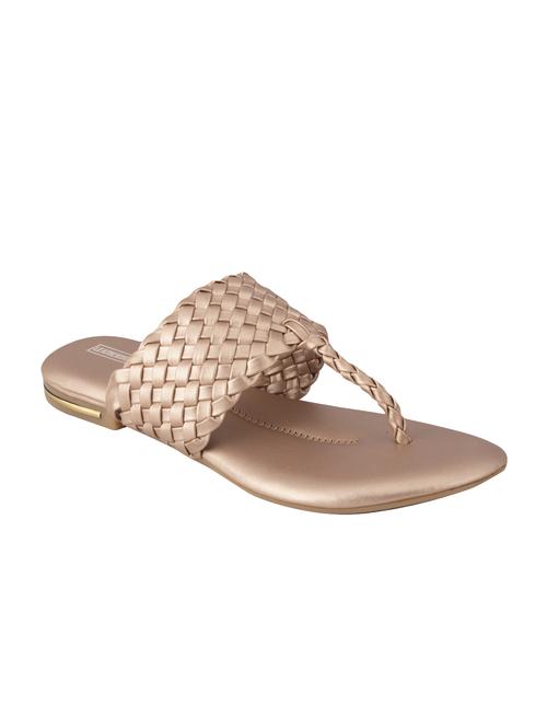 gold t-strap sandals - 16322087 - Standard Image - 1