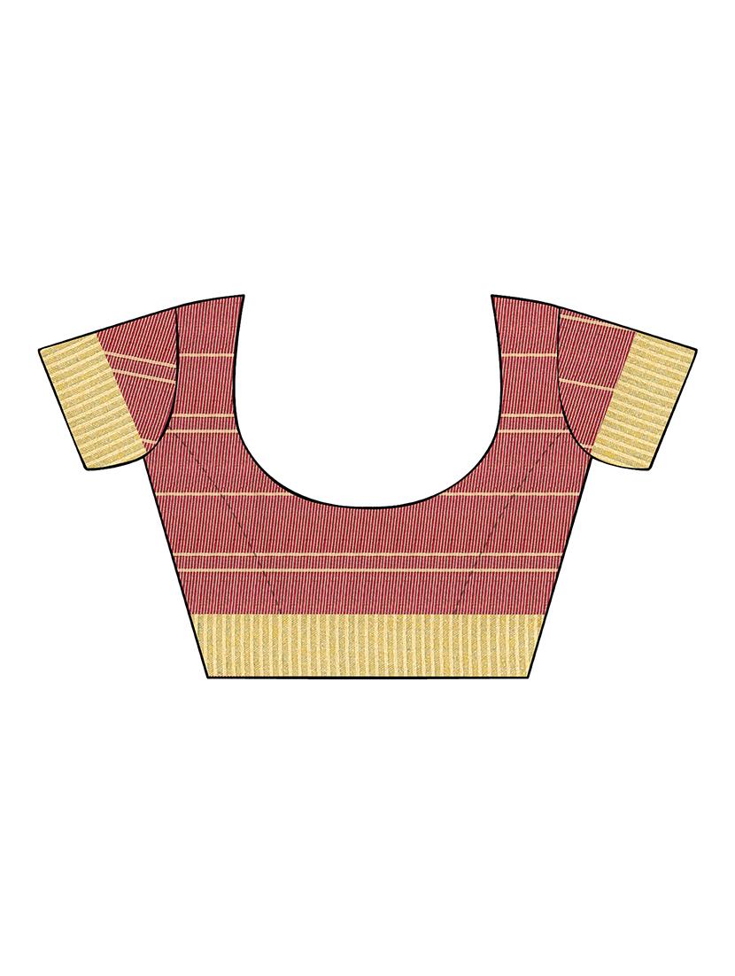 checkered woven saree with blouse - 16322495 - Zoom Image - 3