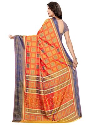 checkered printed saree with blouse - 16322507 - Standard Image - 2
