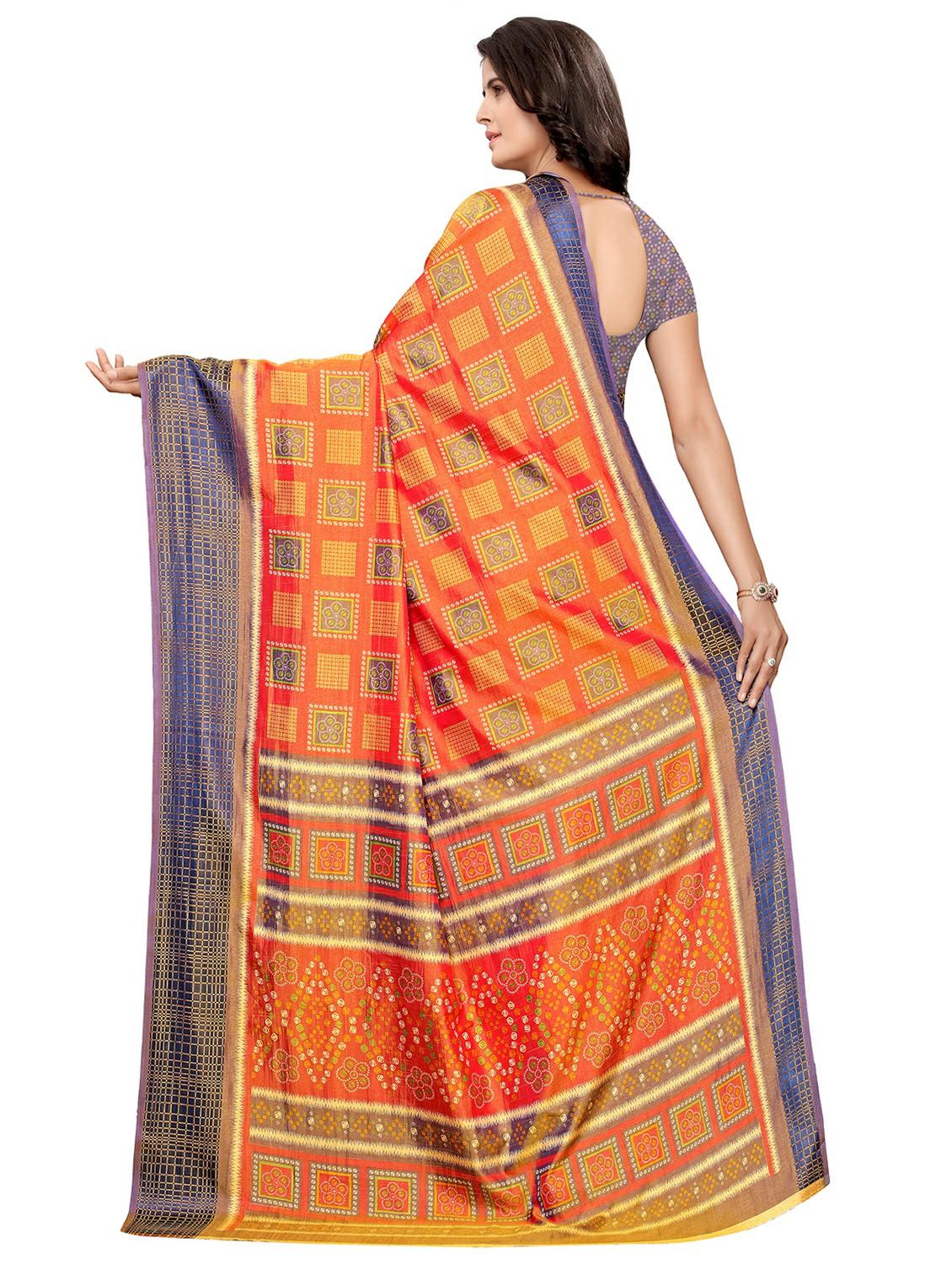 checkered printed saree with blouse - 16322507 - Zoom Image - 2