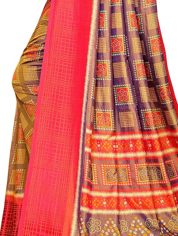 geometric printed saree with blouse - 16322508 - Zoom Image - 4