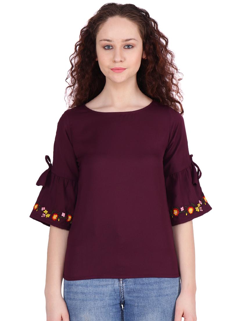 tie knot detail bell sleeved top - 16322800 - Zoom Image - 1