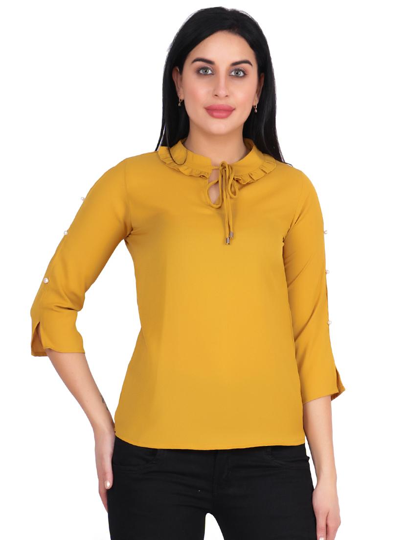 pearl embellished tie knot neck top - 16322814 - Zoom Image - 1
