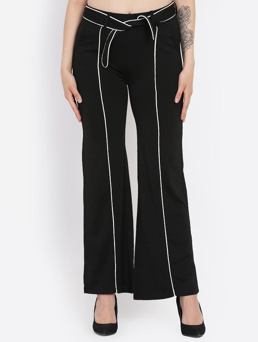 tie front contrast piped trousers - 16323023 - Zoom Image - 1