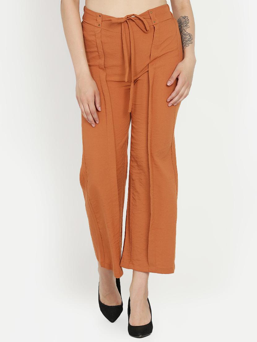 tie front pin tucked trousers - 16323031 - Zoom Image - 1