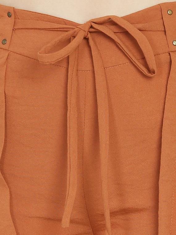 tie front pin tucked trousers - 16323031 - Zoom Image - 5