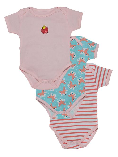 set of 3 pink cotton onesies - 16323500 - Standard Image - 1