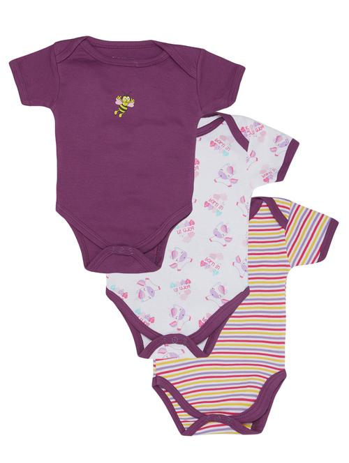 set of 3 purple cotton onesies - 16323516 - Standard Image - 1