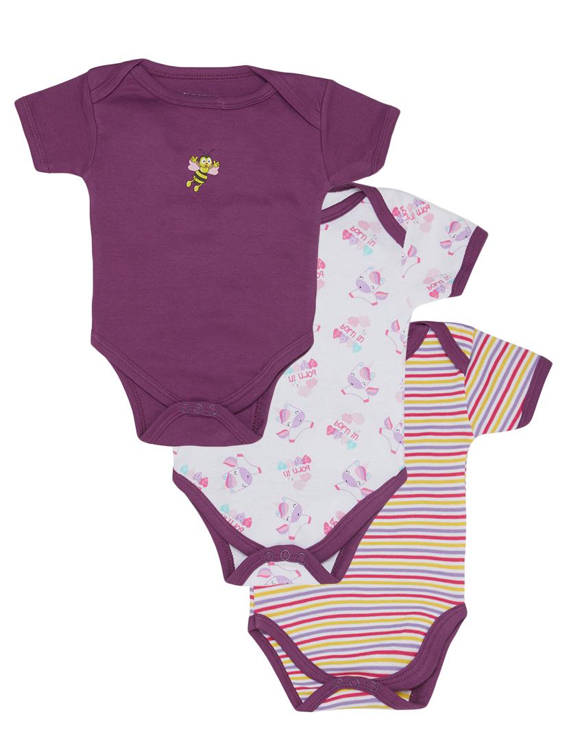 set of 3 purple cotton onesies - 16323516 - Zoom Image - 1