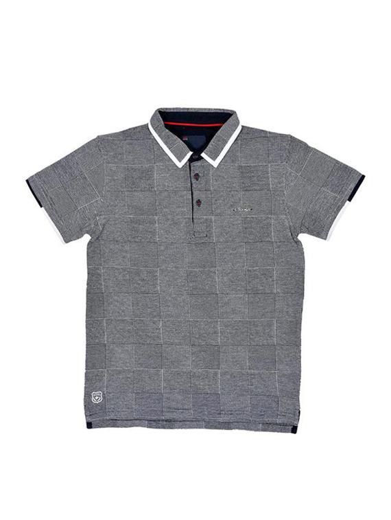 polo neck grid pattern t-shirt - 16324137 - Zoom Image - 1