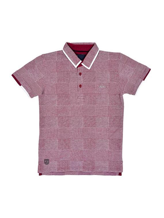 polo neck grid pattern t-shirt - 16324138 - Zoom Image - 1