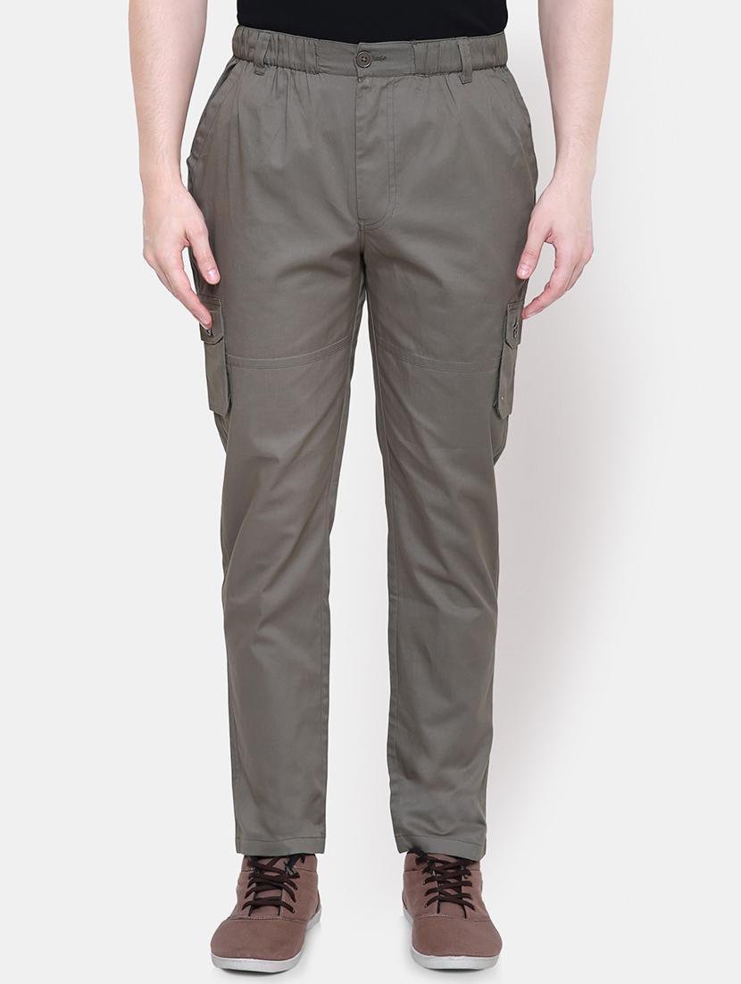 brown solid cargo trousers - 16324406 - Zoom Image - 1