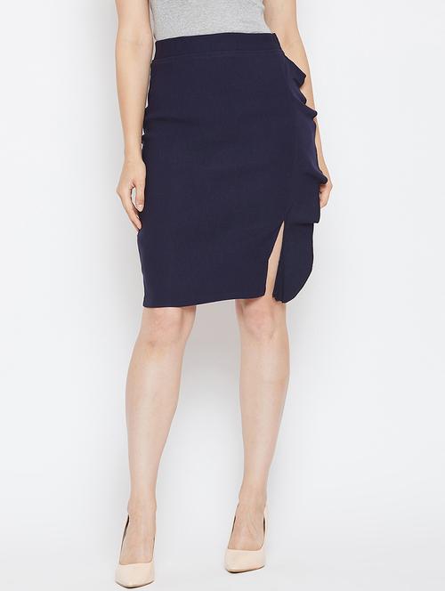 front slit ruffle detail skirt - 16324505 - Standard Image - 1