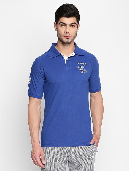 blue solid polo t-shirt - 16325102 - Standard Image - 1