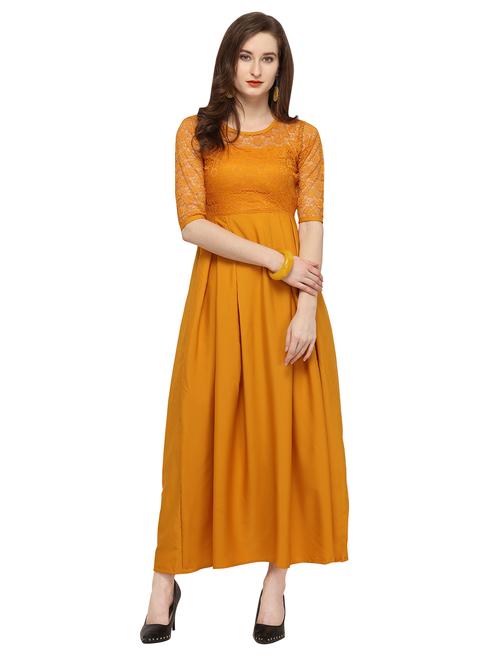 lace detail pleated maxi dress - 16325366 - Standard Image - 1