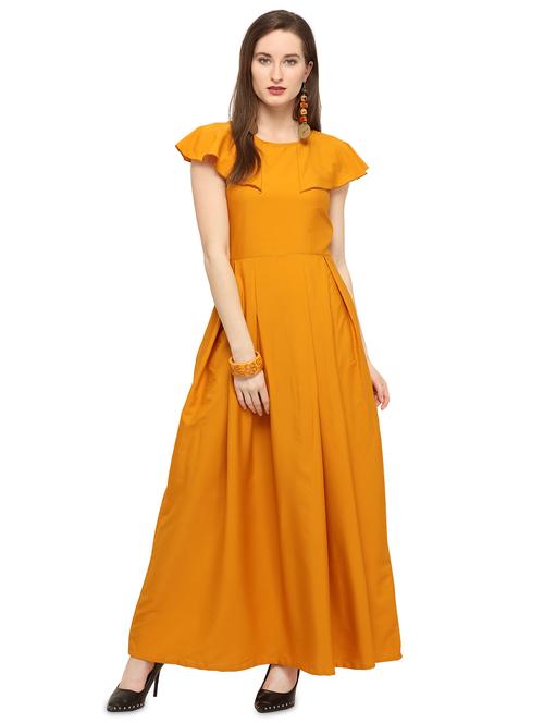 cape sleeves pleated maxi dress - 16325377 - Standard Image - 1