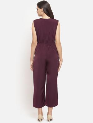 crew neck tie front jumpsuit - 16325462 - Standard Image - 3