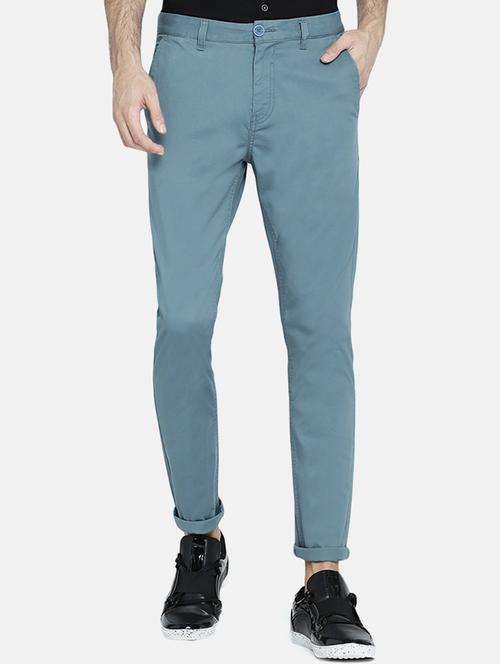 blue solid chinos - 16325710 - Standard Image - 1