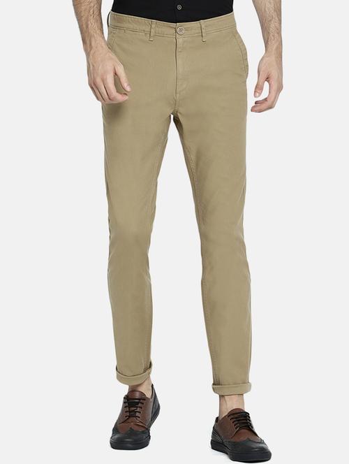 beige solid chinos - 16325720 - Standard Image - 1