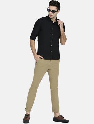 beige solid chinos - 16325720 - Standard Image - 4