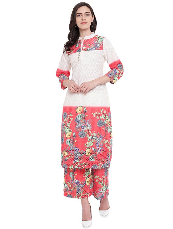 digital floral printed kurta palazzo set - 16326152 - Zoom Image - 1