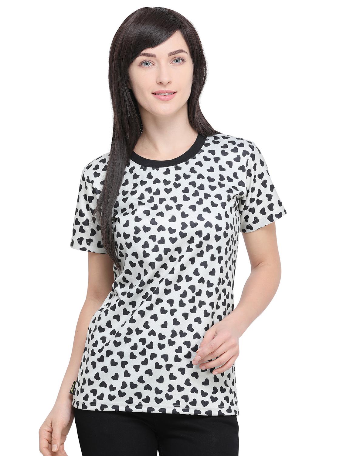 heart print round neck t-shirt - 16326160 - Zoom Image - 1