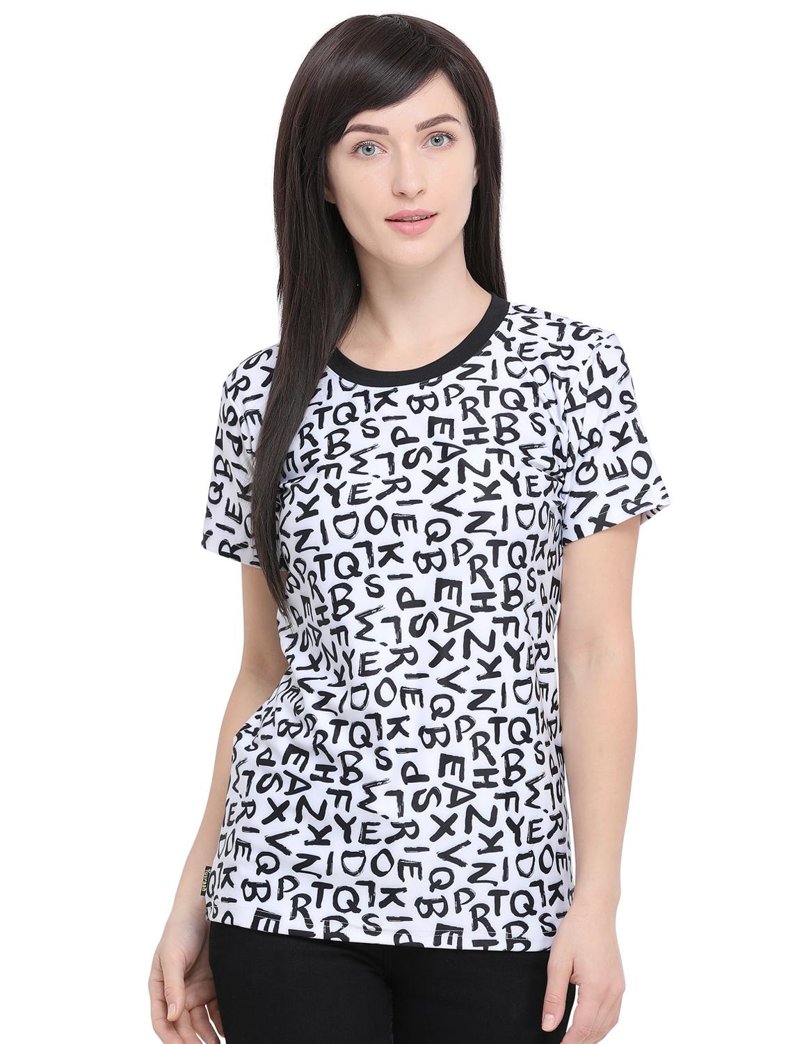 letter print round neck t-shirt - 16326163 - Zoom Image - 1