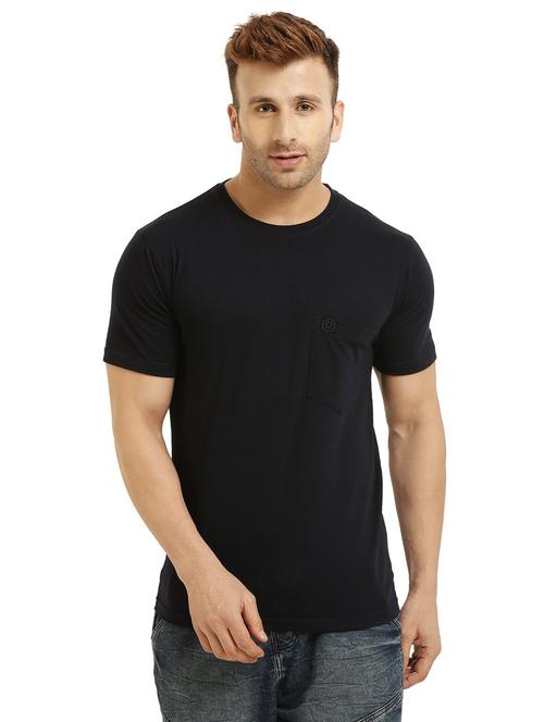navy blue solid pocket t-shirt - 16327017 - Standard Image - 1