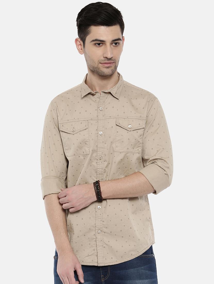 beige printed casual shirt - 16327748 - Zoom Image - 1