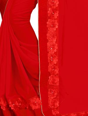 floral lace border saree with blouse - 16328046 - Standard Image - 2