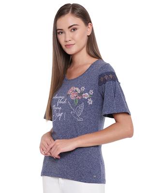 lace insert graphic print top - 16328093 - Standard Image - 2
