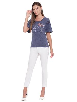 lace insert graphic print top - 16328093 - Standard Image - 4