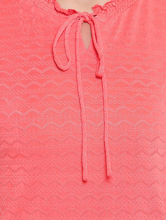 smocking detail tie up neck top - 16328135 - Zoom Image - 5
